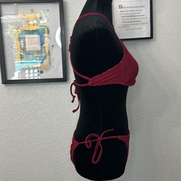 XHILARATION Small Maroon Bikini with crisscross back tie sides - Picture 5 of 16